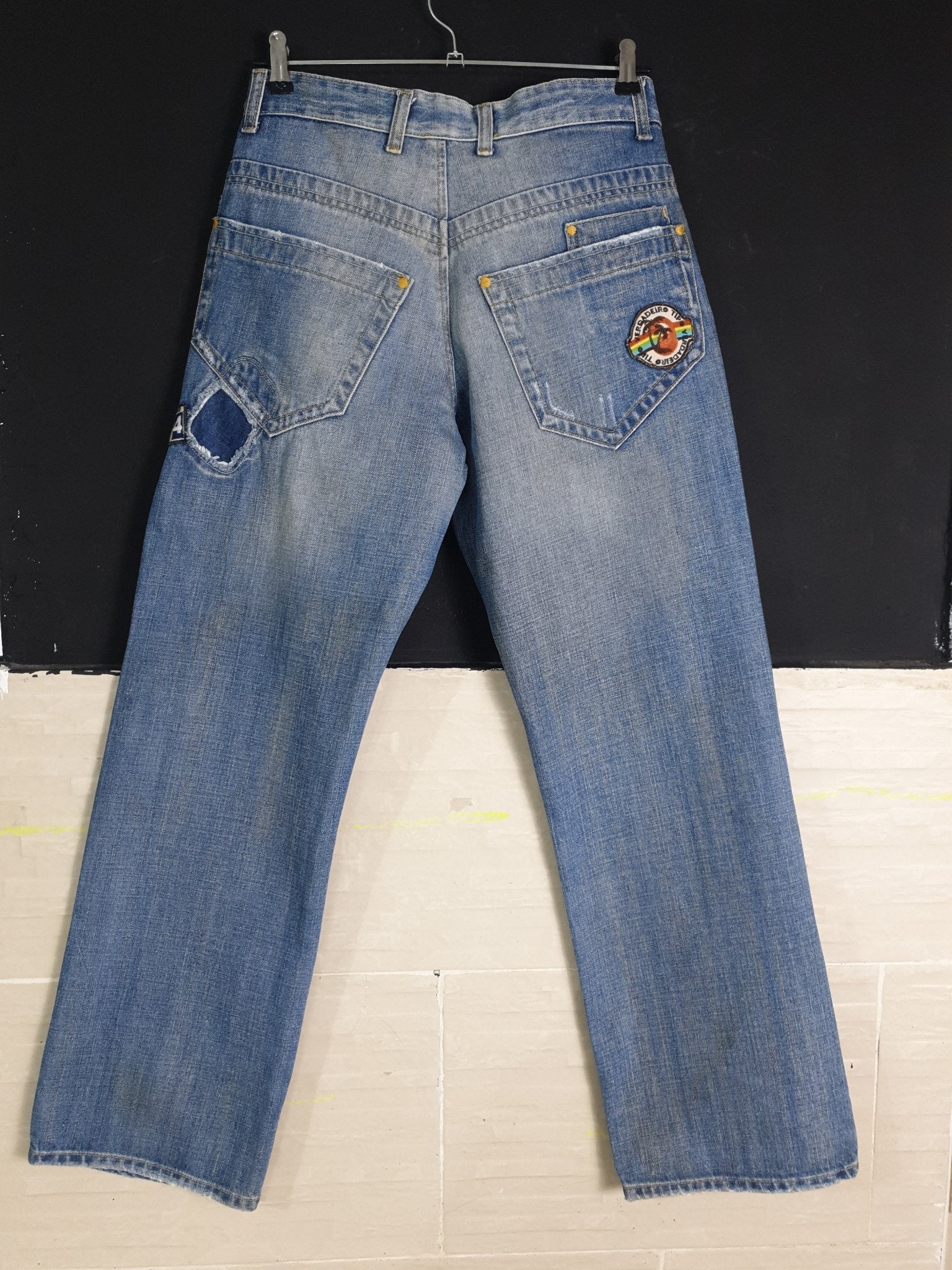 Vintage Men's Patched Denim Jeans - Funkify