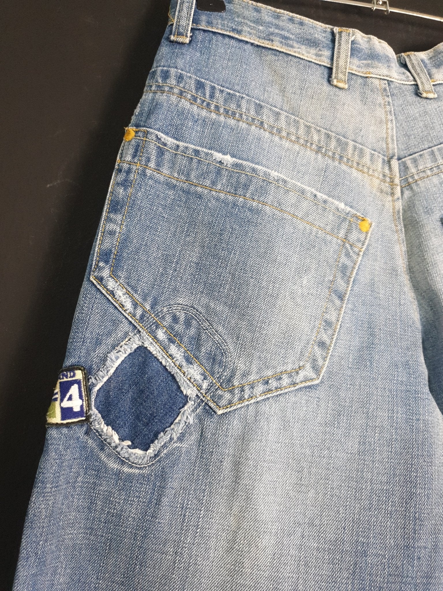 Vintage Men's Patched Denim Jeans - Funkify