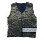 Vintage Metallic Embroidered Open Front Vest - Funkify