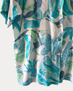 Turquoise floral print vintage blouse