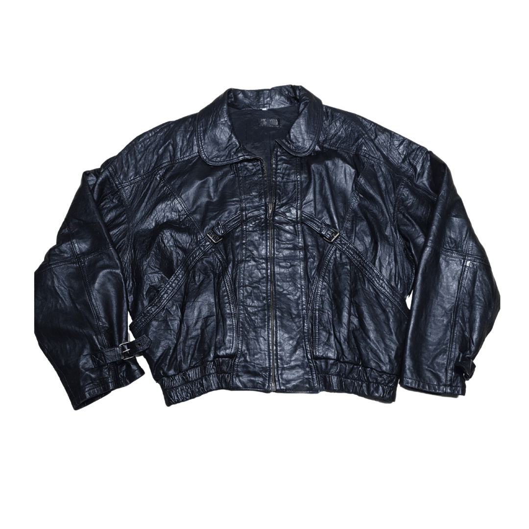 Vintage Vera Pelle Genuine Leather Jacket with Belt Detail - Funkify