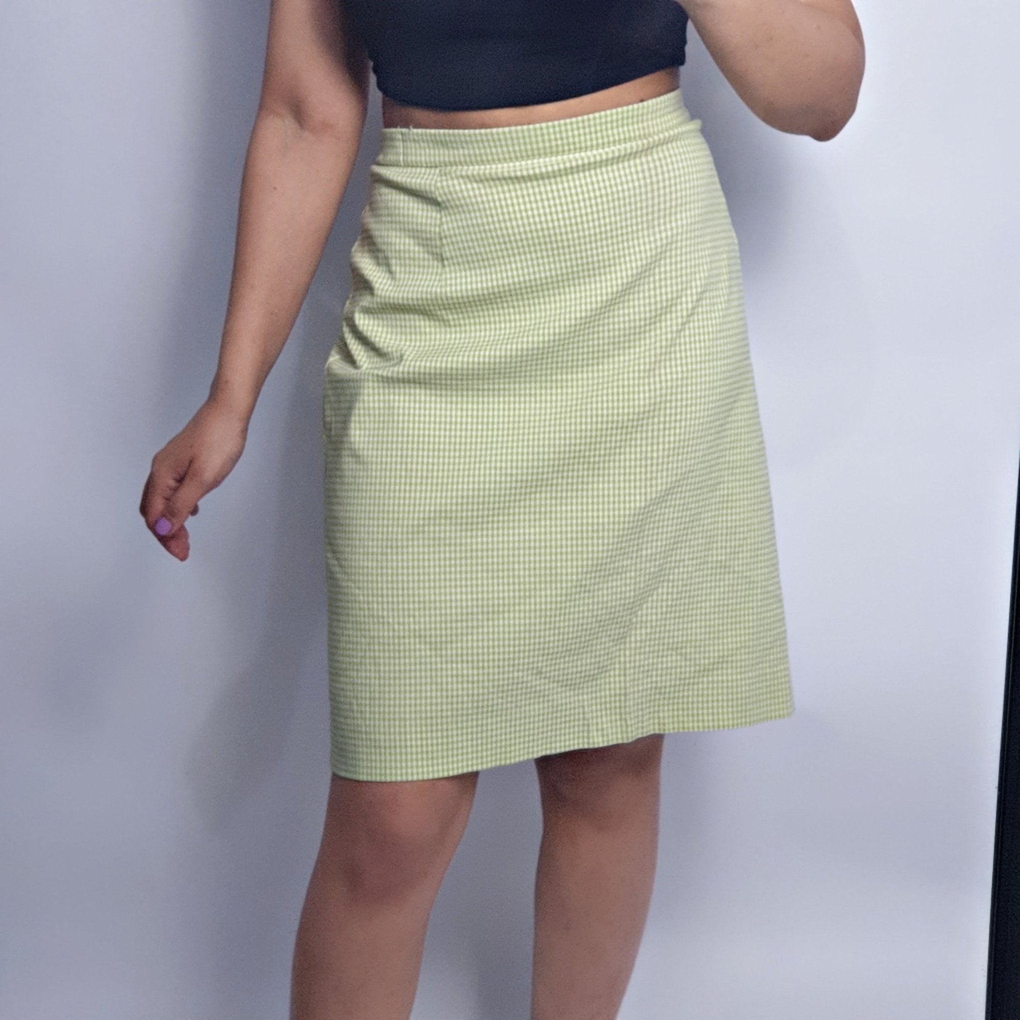 Vintage Y2K back split checkered skirt - Funkify