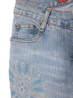 Vintage Y2K Fishbone All-Over Embroidered Flared Denim Jeans - Funkify