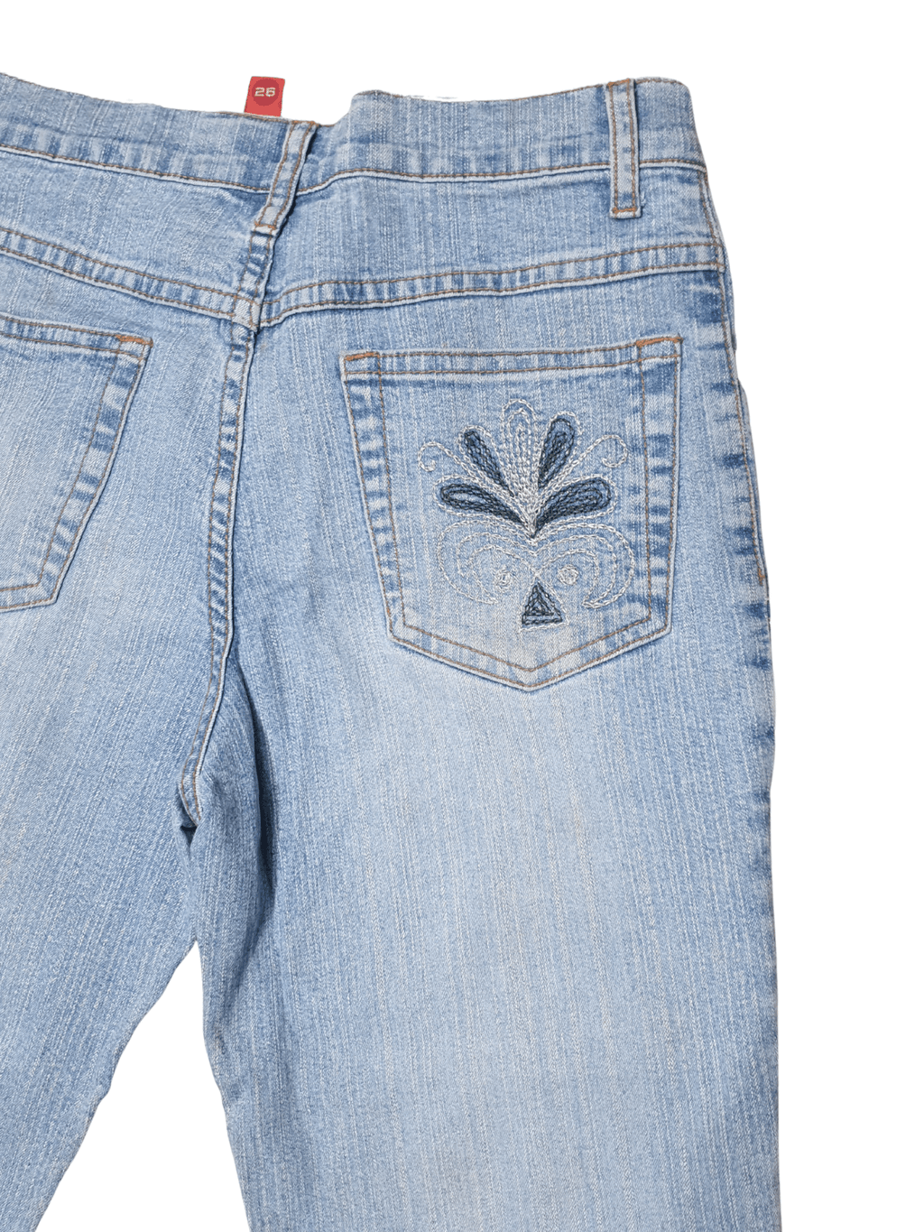 Vintage Y2K Fishbone All-Over Embroidered Flared Denim Jeans - Funkify