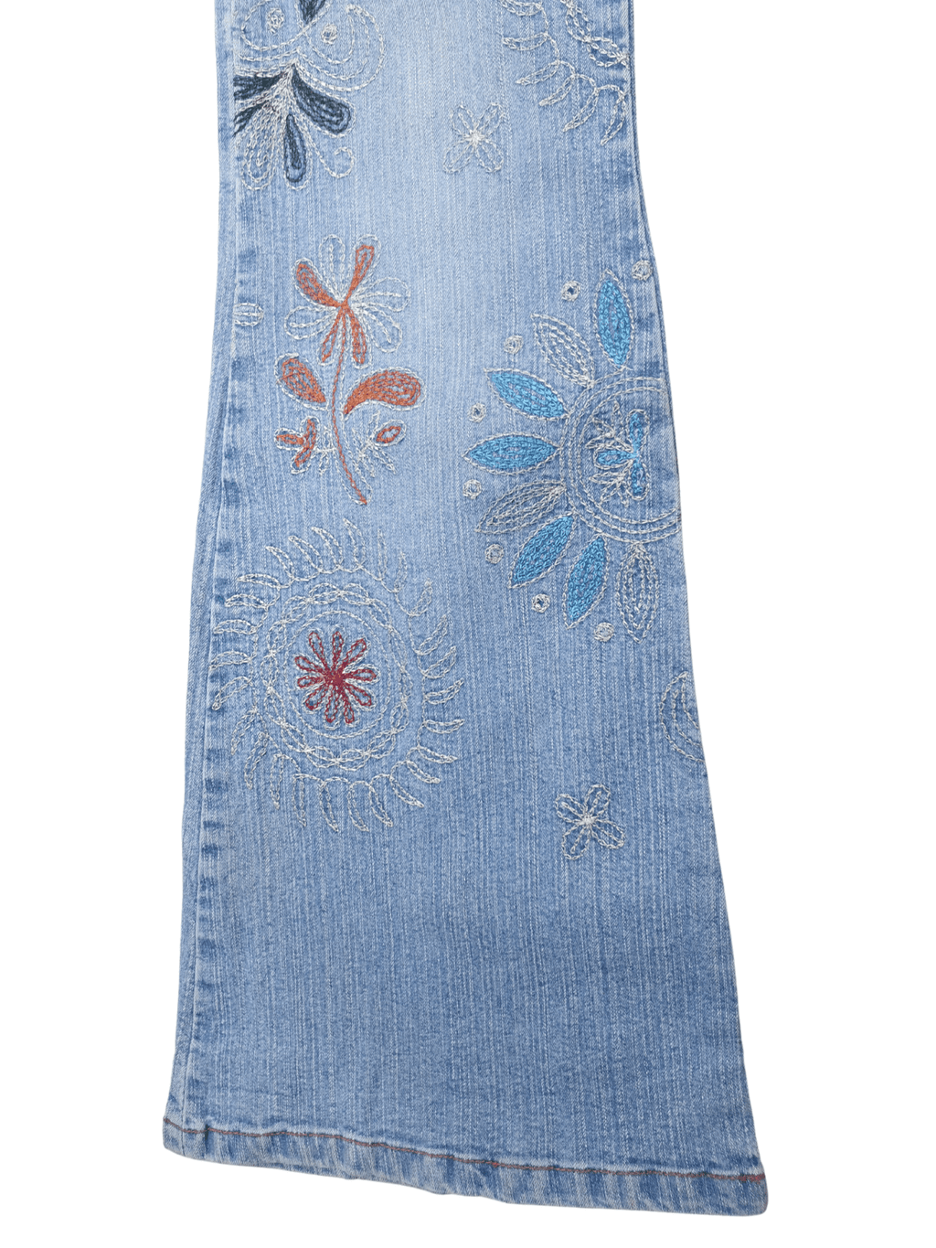 Vintage Y2K Fishbone All-Over Embroidered Flared Denim Jeans - Funkify