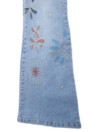 Vintage Y2K Fishbone All-Over Embroidered Flared Denim Jeans - Funkify