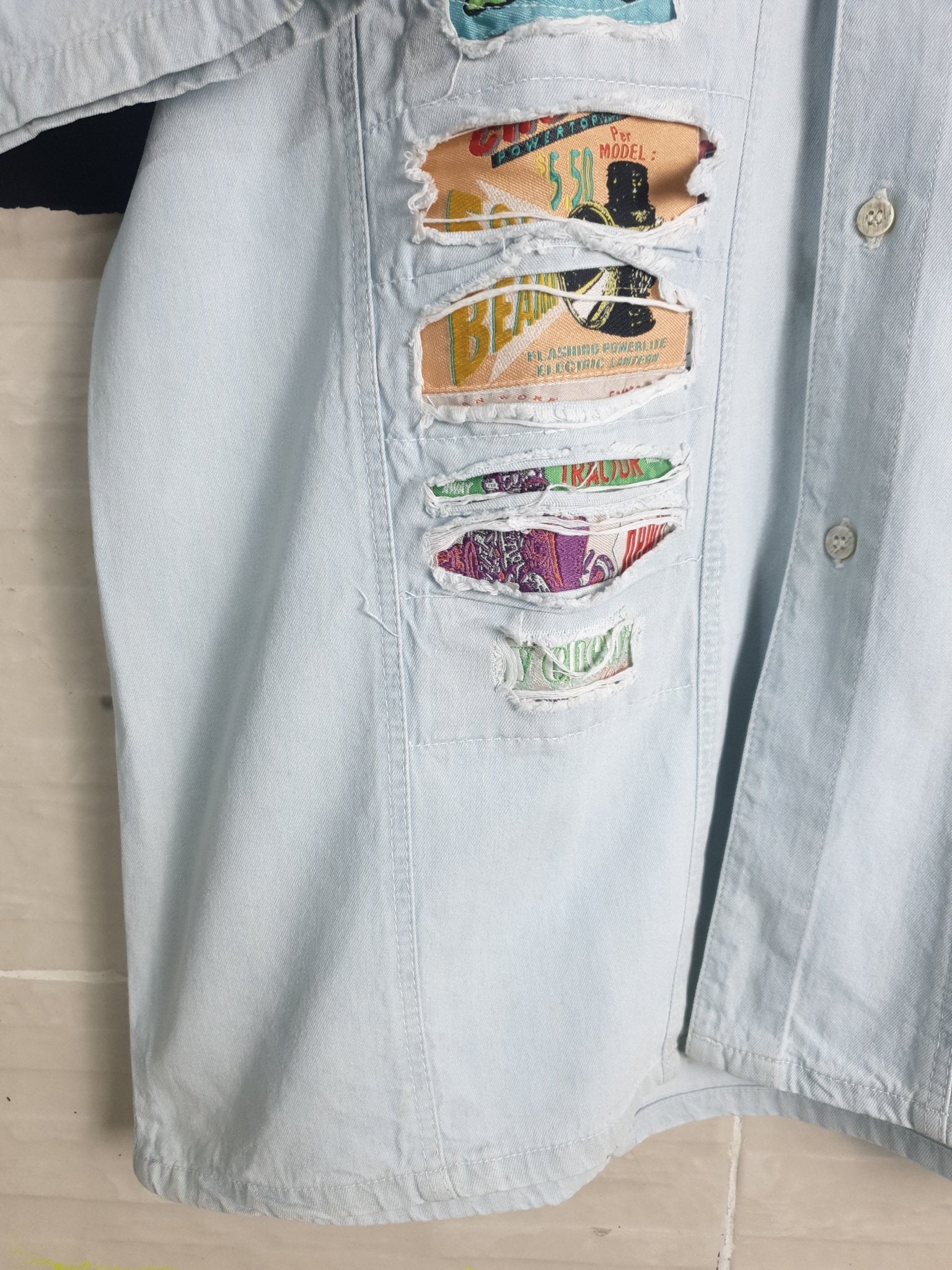 Vintaged Patched Denim Shirt - Funkify