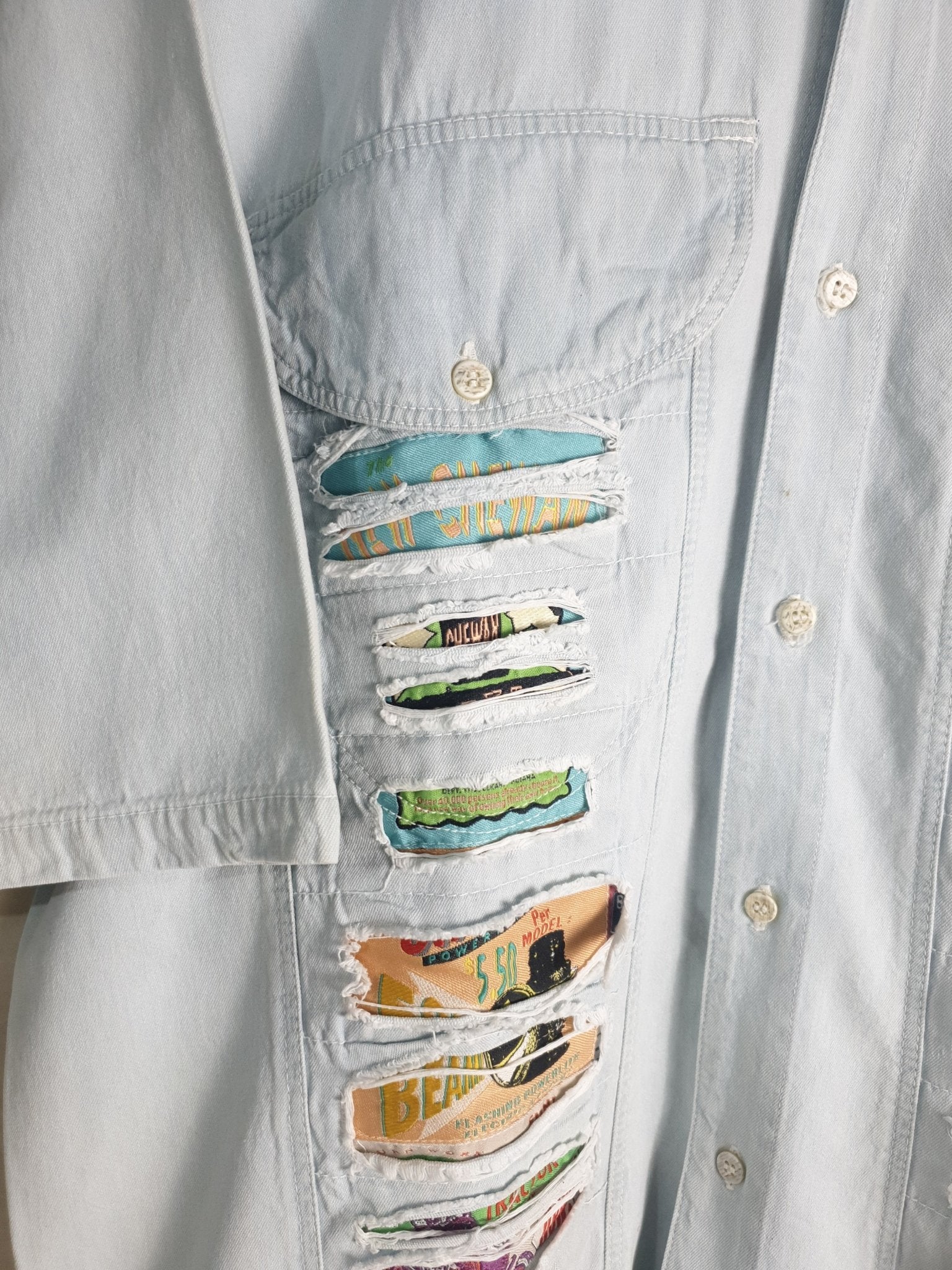 Vintaged Patched Denim Shirt - Funkify