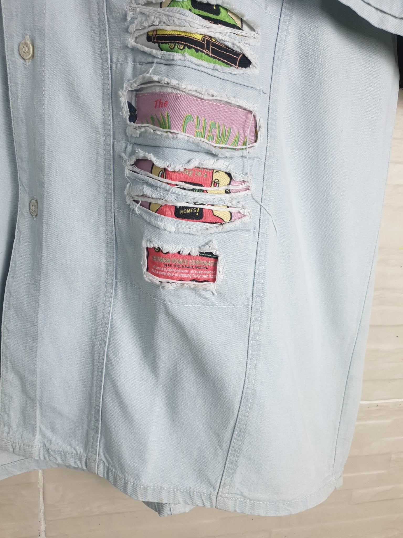 Vintaged Patched Denim Shirt - Funkify
