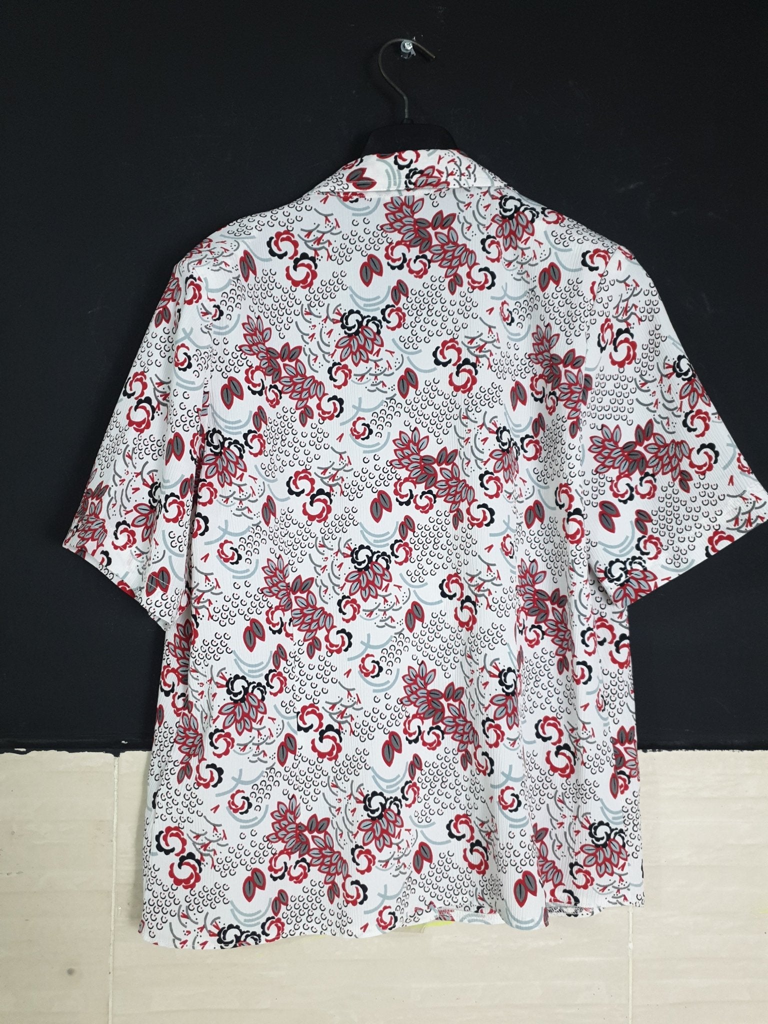 White Blouse with Red Floral Details - Funkify