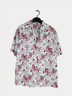 White Blouse with Red Floral Details - Funkify