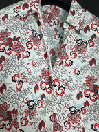 White Blouse with Red Floral Details - Funkify